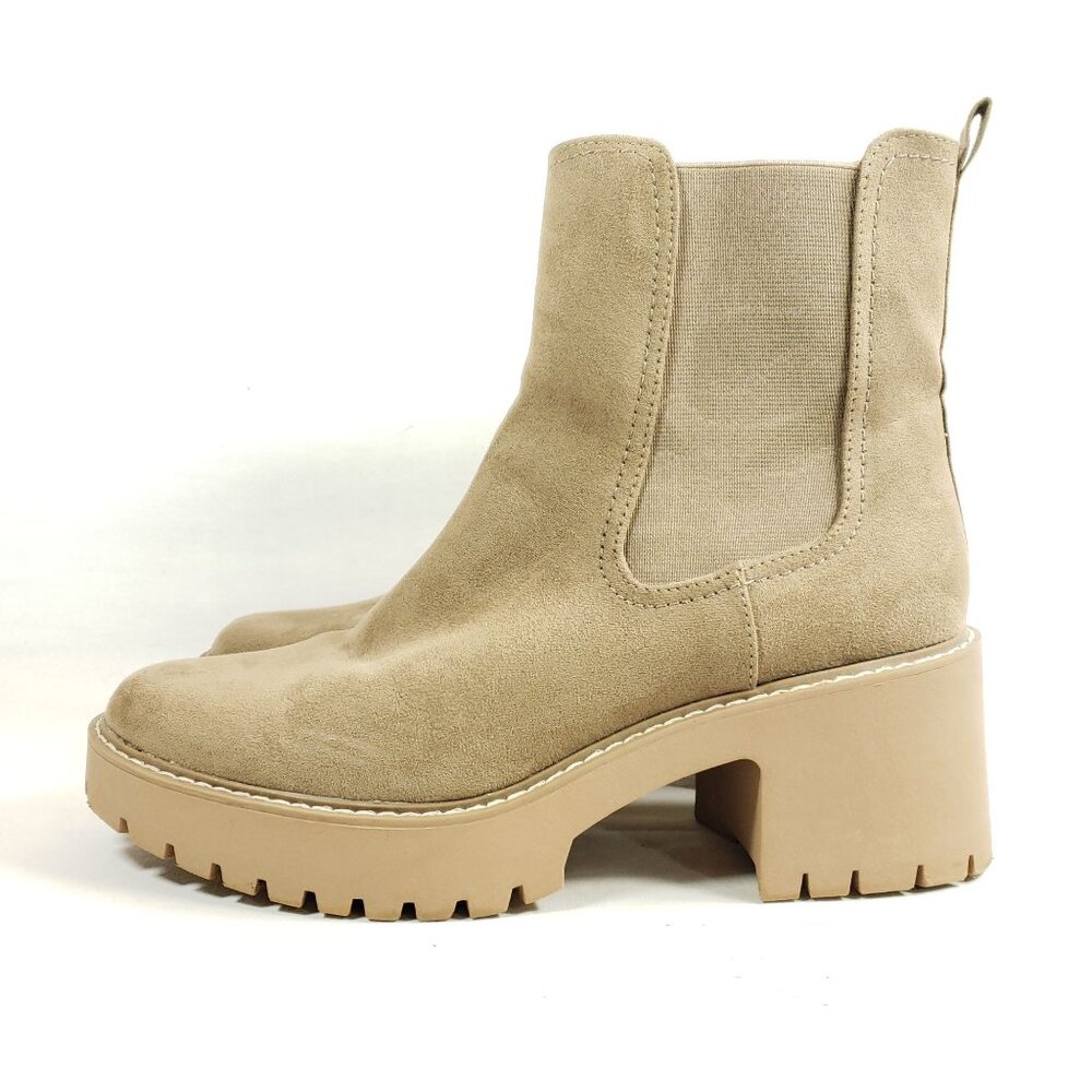 Universal Thread Womens Size 11 Beige Faux Suede Chunky Heel Chelsea Boots - Picture 3 of 10